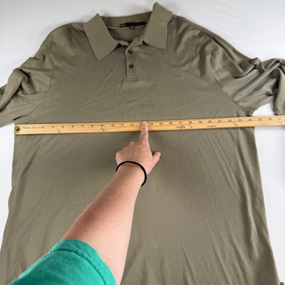 Robert Barakett Mens XXL Long Sleeve‎ Pima Cotton Polo Shirt Taupe Brown - Picture 6 of 8